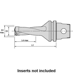 Kennametal - 101.6mm Max Drill Depth, 2xD, 50.8mm Diam, Indexable Insert Drill - 2 Inserts, 50mm Shank Diam, KM50 Modular Connection Shank - Industrial Tool & Supply