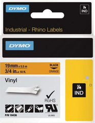 Dymo - 216" Long, Black on Orange Label Printer Cartridge - For DYMO Brand Labeling Equipment Designed for "D1" Tapes (Check Width Compatibility), RHINO 4200, 5200, 6000, 6500, 5000 - Industrial Tool & Supply