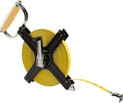 Komelon - 300' x 1/2" Yellow Steel Blade Tape Measure - 1/8" Graduation, Black Metal Case - Industrial Tool & Supply