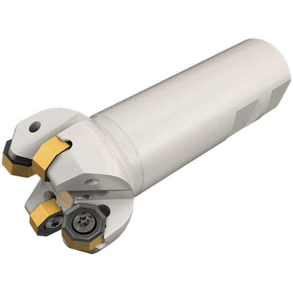 Iscar - 45° Lead Angle, 1.909" Max Cut Diam, 1-1/2" Min Cut Diam, 0.138" Max Depth of Cut, Indexable Chamfer and Angle End Mill - 4 Inserts, O/RXMT, ON.U, S845 SN.U Insert Style, 4-1/2" Overall Length, Through Coolant, Straight Shank - Industrial Tool & Supply