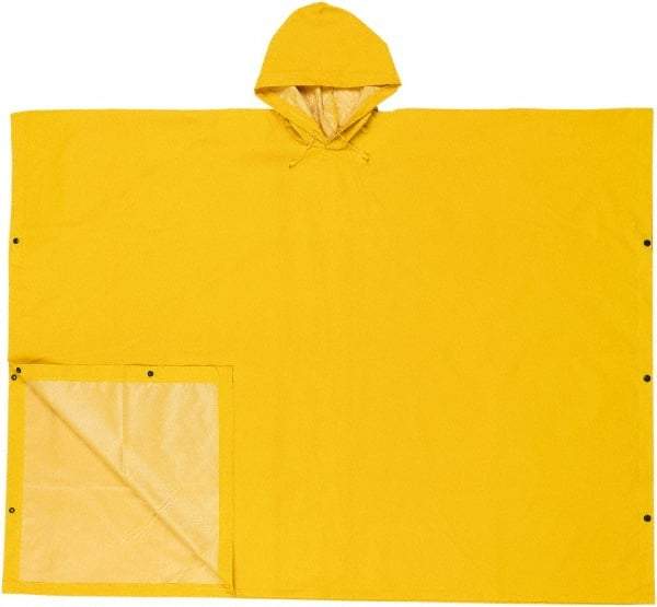 MCR Safety - Size One Size Fits Most, Yellow, Rain Poncho - Attached Hood - Industrial Tool & Supply