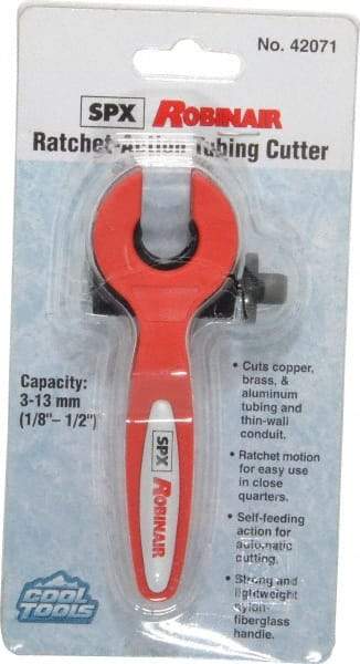 OTC - 1/8" to 1/2" Pipe Capacity, Ratcheting Tube Cutter - Cuts Copper, Aluminum, Stainless Steel, Plastic - Industrial Tool & Supply