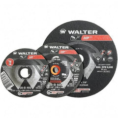 WALTER Surface Technologies - 24 Grit, 7" Wheel Diam, 1/4" Wheel Thickness, 7/8" Arbor Hole, Type 27 Depressed Center Wheel - Aluminum Oxide, Resinoid Bond, 8,600 Max RPM - Industrial Tool & Supply