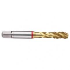 M12x1.0 6H 3-Flute Cobalt Red Ring Semi-Bottoming 40 degree Spiral Flute Tap-TiN - Industrial Tool & Supply