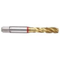 M12x1.25 6H 3-Flute Cobalt Red Ring Semi-Bottoming 40 degree Spiral Flute Tap-TiN - Industrial Tool & Supply