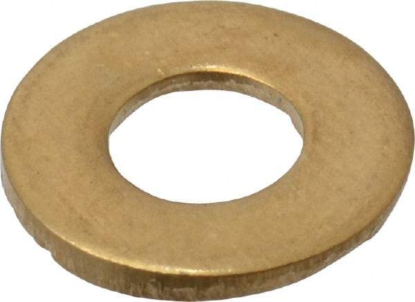 Value Collection - #8 Screw, Brass Standard Flat Washer - 0.172" ID x 7/16" OD, 0.032" Thick, Plain Finish - Industrial Tool & Supply