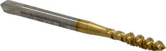 OSG - #8-32 UNC 3 Flute 2B Plug Spiral Flute Tap - High Speed Steel, TiN Finish, 2-1/8" OAL, Right Hand Flute, Right Hand Thread, H3, Series 107 - Exact Industrial Supply