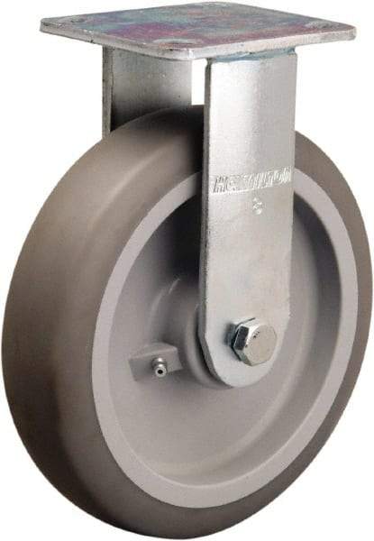 Hamilton - 8" Diam x 2" Wide x 9-1/2" OAH Top Plate Mount Rigid Caster - Rubber Mold on Polyolefin, 500 Lb Capacity, Straight Roller Bearing, 4 x 4-1/2" Plate - Industrial Tool & Supply