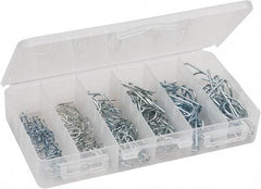 Value Collection - 100 Piece, 1/4 to 3/4" Pin Diam, Locking Cotter Pin Assortment - Spring Wire - Industrial Tool & Supply
