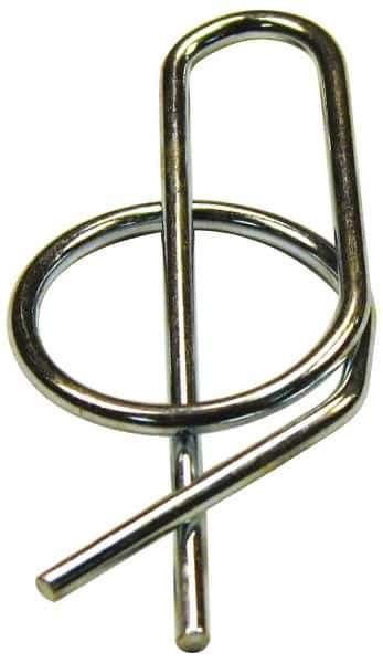Value Collection - 1/4" Shaft Diam, 0.936" Long, 0.054" Wire Diam, Locking Cotter Pin - 0.26 to 0.27" Ring Diam, RC 60-70 Spring Steel, Zinc-Plated Finish - Industrial Tool & Supply