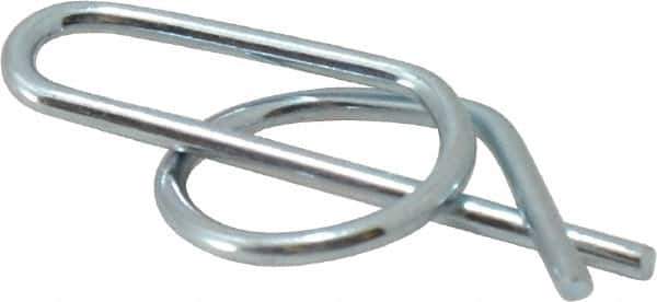 Value Collection - 1/2" Shaft Diam, 1.456" Long, 0.072" Wire Diam, Locking Cotter Pin - 0.51 to 0.52" Ring Diam, RC 60-70 Spring Steel, Zinc-Plated Finish - Industrial Tool & Supply