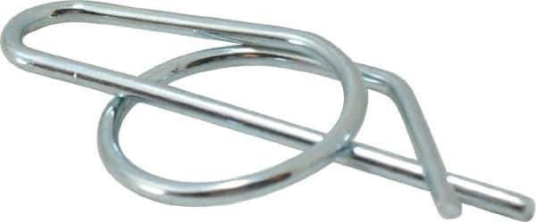 Value Collection - 3/4" Shaft Diam, 2.081" Long, 0.08" Wire Diam, Locking Cotter Pin - 0.76 to 0.77" Ring Diam, RC 60-70 Spring Steel, Zinc-Plated Finish - Industrial Tool & Supply