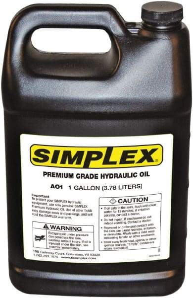 TK Simplex - 1 Gal Jug Mineral Hydraulic Oil - -50 to 120°F, ISO 32, 150 to 155 SUS at 100°F - Industrial Tool & Supply