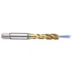 M8x1.25 6H 3-Flute Cobalt Green Ring Semi-Bottoming 40 degree Spiral Flute Tap-TiN - Industrial Tool & Supply