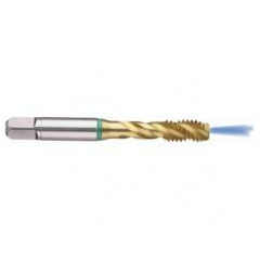 M12x1.75 6H 3-Flute Cobalt Green Ring Semi-Bottoming 40 degree Spiral Flute Tap-TiN - Industrial Tool & Supply