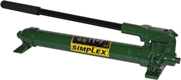TK Simplex - 1 Stage, 3/8 NPTF, 0.16 Cu In Per Stroke, Manual Hydraulic Pump - 40 Cu In Reservoir, 10,000 psi Second Stage - Industrial Tool & Supply
