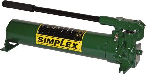 TK Simplex - 2 Stage, 5" Piston Diam, 3/8 NPTF, 0.99 & 0.15 Cu In Per Stroke, Manual Hydraulic Pump - 134 Cu In Reservoir, 350 psi First Stage, 10,000 psi Second Stage - Industrial Tool & Supply