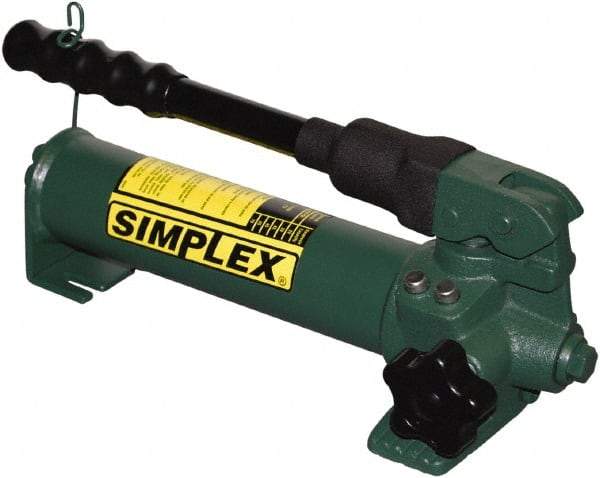 TK Simplex - 2 Stage, 1-1/2" Piston Diam, 3/8 NPTF, 0.23 & 0.06 Cu In Per Stroke, Manual Hydraulic Pump - 20 Cu In Reservoir, 200 psi First Stage, 2,850 psi Second Stage - Industrial Tool & Supply