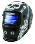 #41282 - Solar Powered Welding Helment; Black with Skull and Pistol Graphics - Industrial Tool & Supply