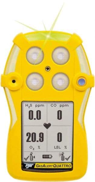 BW Technologies by Honeywell - Visual, Vibration & Audible Alarm, LCD Display, Multi-Gas Detector - Monitors Hydrogen Sulfide & Carbon Monoxide, -20 to 50°C Working Temp - Industrial Tool & Supply
