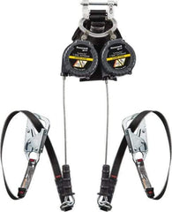 Miller - 11' Long, 420 Lb Capacity, Galvanized Steel Cable Fall Limiter - 3/16" Diam, Locking Snap Hook Connector, Aluminum Carabiner Connector with Integral Shock Pack, Metallic/Black - Industrial Tool & Supply