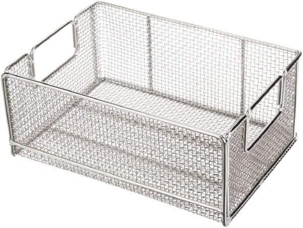 Marlin Steel Wire Products - 10" Deep, Rectangular Stainless Steel Wire Basket - 14" Wide x 6" High - Industrial Tool & Supply