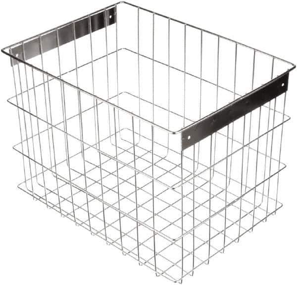 Marlin Steel Wire Products - 16-1/2" Deep, Rectangular Stainless Steel Wire Basket - 11-3/4" Wide x 12-1/4" High - Industrial Tool & Supply