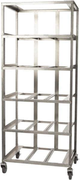 Marlin Steel Wire Products - 21-21/32" Wide x 28-1/2" Long x 12-1/4" High Storage Rack Cart - 5 Shelf, 5 Slot, Stainless Steel, 4 Swivel Casters - Industrial Tool & Supply