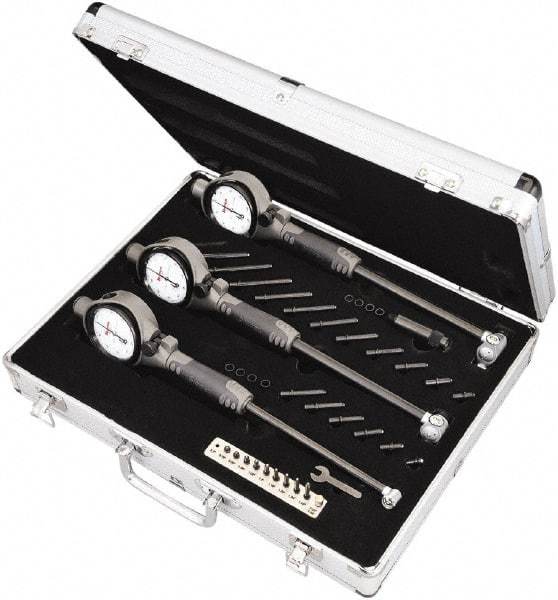 Starrett - 0.7" to 6" Dial Bore Gage Set - 0.0005" Graduation, 6" Gage, Hardened Tool Steel - Industrial Tool & Supply