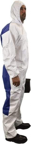 PRO-SAFE - Size 4XL SMS General Purpose Coveralls - White, Zipper Closure, Elastic Cuffs, Elastic Ankles, ISO Class 6 - Industrial Tool & Supply