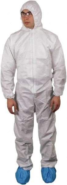 PRO-SAFE - Size XL Film Laminate General Purpose Coveralls - White, Zipper Closure, Elastic Cuffs with Thumb-loop, Elastic Ankles, ISO Class 5 - Industrial Tool & Supply