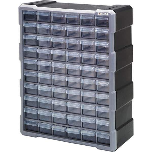 Quantum Storage - 60 Drawer, Small Parts Drawer Cabinet System - 18-3/4" Deep x 6-1/4" Wide x 15" High - Industrial Tool & Supply
