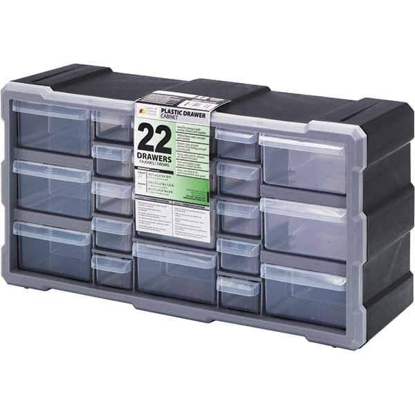 Quantum Storage - 22 Drawer, Small Parts Drawer Cabinet System - 19-1/2" Deep x 6-1/4" Wide x 10" High - Industrial Tool & Supply