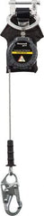 Miller - 9' Long, 420 Lb Capacity, Galvanized Steel Cable Fall Limiter - Steel Locking Snap Hook Connector, Aluminum Carabiner Connector with Integral Shock Pack - Industrial Tool & Supply