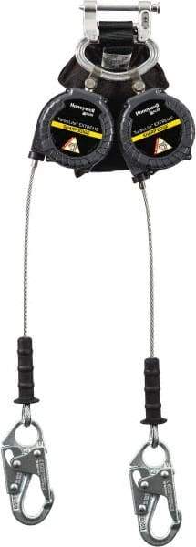 Miller - 9' Long, 420 Lb Capacity, Galvanized Steel Cable Fall Limiter - Steel Locking Snap Hook Connector, Aluminum Carabiner Connector with Integral Shock Pack - Industrial Tool & Supply