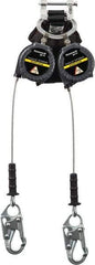 Miller - 9' Long, 420 Lb Capacity, Galvanized Steel Cable Fall Limiter - Steel Locking Snap Hook Connector, Aluminum Carabiner Connector with Integral Shock Pack - Industrial Tool & Supply