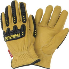 ironCLAD - Size M (8), ANSI Cut Lvl A3, Puncture Lvl 3, Abrasion Lvl 4, Cut Resistant Gloves - 9" Long, Uncoated, Open Cuff, Golden, Paired - Industrial Tool & Supply