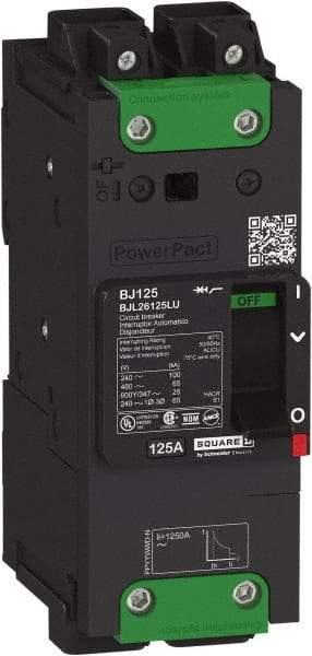 Square D - 110 Amp, 600Y/347 VAC, 2 Pole, Unit Mount B-Frame Circuit Breaker - Thermal-Magnetic Trip, 25 kA at 240 VAC, 18 kA at 277 VAC, 14 kA at 600Y/347 VAC Breaking Capacity, 14-3/0 AWG - Industrial Tool & Supply