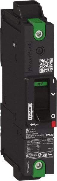 Square D - 100 Amp, 347 VAC, 1 Pole, Unit Mount B-Frame Circuit Breaker - Thermal-Magnetic Trip, 25 kA at 240 VAC, 18 kA at 277 VAC, 14 kA at 347 VAC Breaking Capacity, 14-3/0 AWG - Industrial Tool & Supply