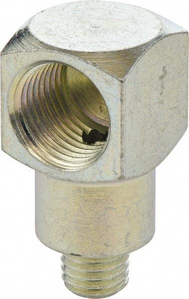 Umeta - 90° Head Angle, 1/4-28 PTF Steel Grease Fitting Adapter - 1/2" Hex, 1.0313" Overall Height, Zinc Plated Finish - Industrial Tool & Supply