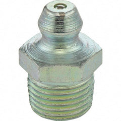 Umeta - Straight Head Angle, 1/4-18 PTF Stainless Steel Standard Grease Fitting - 15mm Hex, 0.83" Overall Height, Zinc Plated Finish - Industrial Tool & Supply