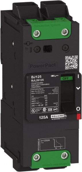 Square D - 80 Amp, 600Y/347 VAC, 2 Pole, Unit Mount B-Frame Circuit Breaker - Thermal-Magnetic Trip, 25 kA at 240 VAC, 18 kA at 277 VAC, 14 kA at 600Y/347 VAC Breaking Capacity, 14-3/0 AWG - Industrial Tool & Supply