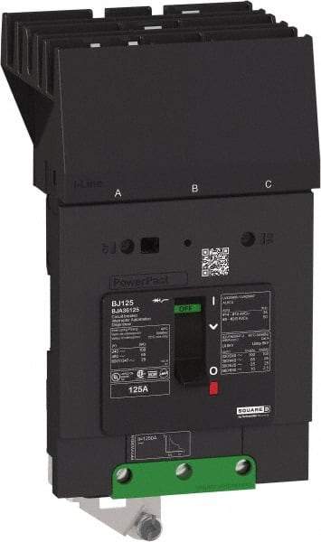 Square D - 90 Amp, 600Y/347 VAC, 3 Pole, Panel Mount B-Frame Circuit Breaker - Thermal-Magnetic Trip, 65 kA at 240 VAC, 35 kA at 480 VAC, 18 kA at 600Y/347 VAC Breaking Capacity, 14-2/0 AWG - Industrial Tool & Supply
