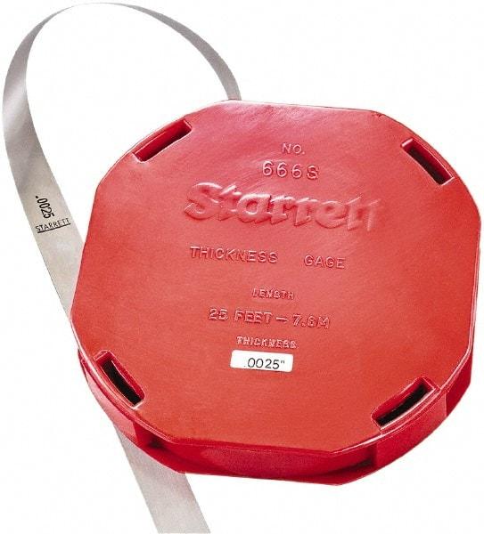 Starrett - Feeler Stock Rolls Thickness (Decimal Inch): 0.0025 Overall Length (Meters): 7.60 - Industrial Tool & Supply