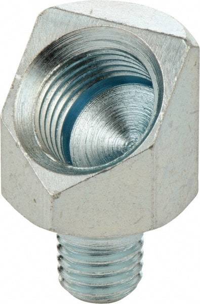 Umeta - 45° Head Angle, 1/4-28 PTF Steel Grease Fitting Adapter - 1/2" Hex, 13/16" Overall Height, Zinc Plated Finish - Industrial Tool & Supply