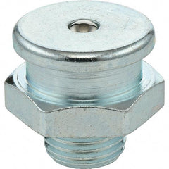 Umeta - Straight Head Angle, 1/2 NPTF Steel Button-Head Grease Fitting - 7/8" Hex, 1-1/16" Overall Height, Zinc Plated Finish - Industrial Tool & Supply