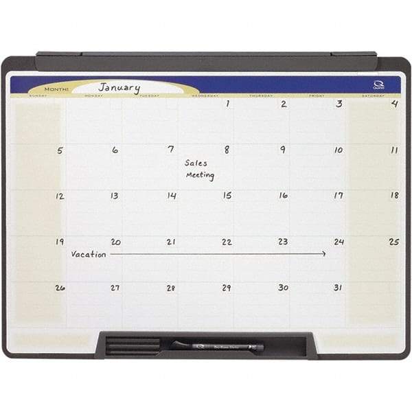 Quartet - 18" High x 24" Wide Magnetic Dry Erase Calendar - Melamine, Includes Accessory Tray/Rail & Dry-Erase Marker - Industrial Tool & Supply