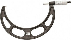 Starrett - 7 to 8" Range, 0.001" Graduation, Mechanical Outside Micrometer - Ratchet Thimble, 4-1/2" Throat Depth, Accurate to 0.0001" - Industrial Tool & Supply