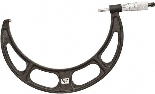 Starrett - 8 to 9" Range, 0.001" Graduation, Mechanical Outside Micrometer - Ratchet Thimble, 5" Throat Depth, Accurate to 0.0001" - Industrial Tool & Supply