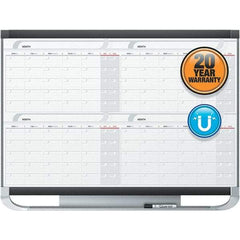 Quartet - 36" High x 48" Wide Magnetic Dry Erase Calendar - Fiberboard Frame, Includes Accessory Tray/Rail, Dry-Erase Marker & Mounting Kit - Industrial Tool & Supply